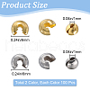 SOFPLATE 200Pcs 2 Colors Brass Crimp Beads Covers KK-SP0001-89-2