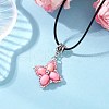 Dyed Synthetic Imperial Jasper & Glass Seed Beaded Star Pendant Black Waxed Cotton Cord Necklaces NJEW-MZ00109-04-1