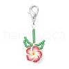 Plumeria Polymer Clay & Glass Seed Beaded Pendant Decorations HJEW-MZ00221-4