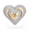 Brass Micro Pave Cubic Zirconia Adjustable Open Cuff Rings for Women RJEW-N051-07GP-2