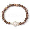 Summer Beach Turtle Dyed Synthetic Turquoise & 6.5mm Round Wenge Wood Beaded Stretch Bracelets for Women BJEW-JB10515-02-1