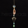 Natural Red Agate Piece & Metal Evil Eye Moon Hanging Ornaments PW-WG66301-06-1