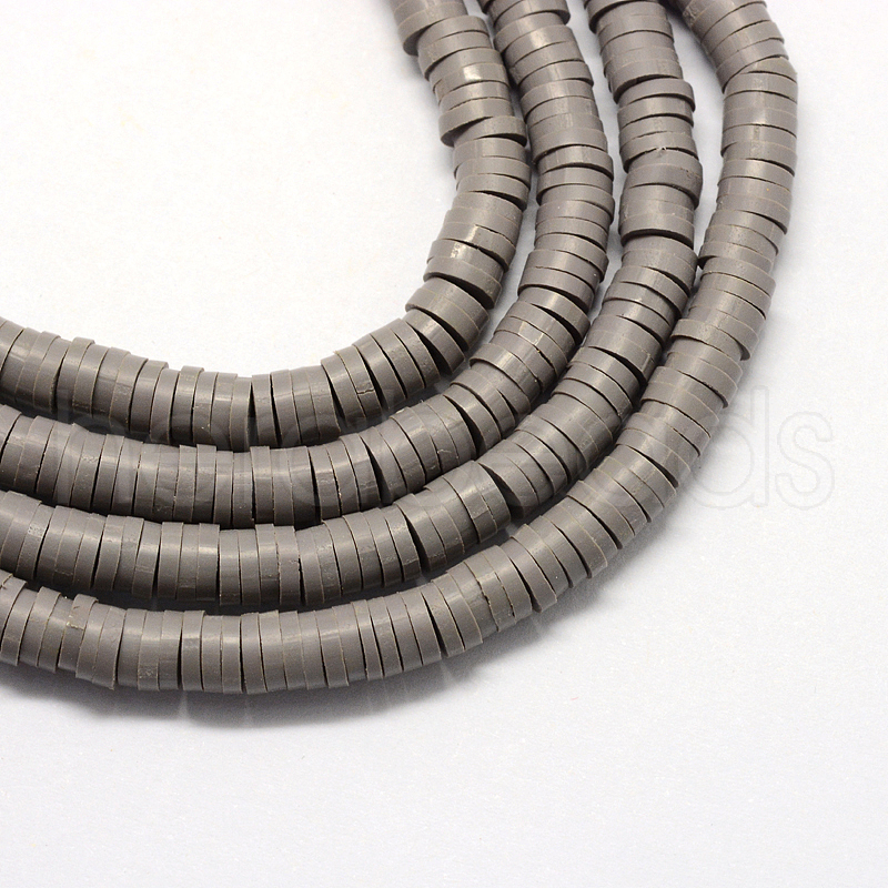 Wholesale 10 Strands Flat Round EcoFriendly Handmade Polymer Clay Bead