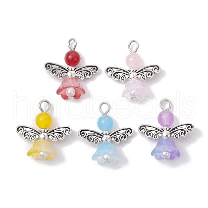 Natural Dyed Malaysia Jade & Glass Pendants PALLOY-JF02661-01-S-1