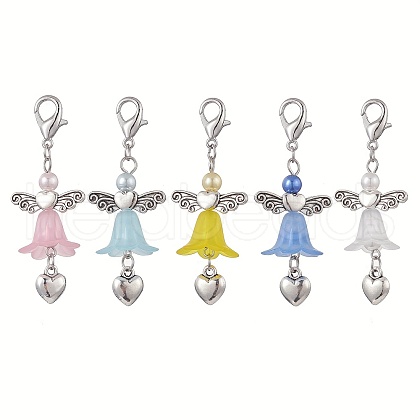 Angel Acrylic & Alloy Pendant Decoration HJEW-JM01022-S-1