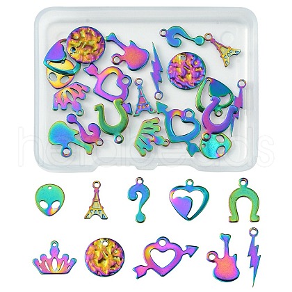 20Pcs 10 Styles 304 & 201 Stainless Steel Charms STAS-FS0001-42-1