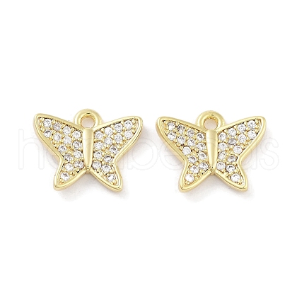 Brass Micro Pave Clear Cubic Zirconia Pendants ZIRC-P120-15G-1