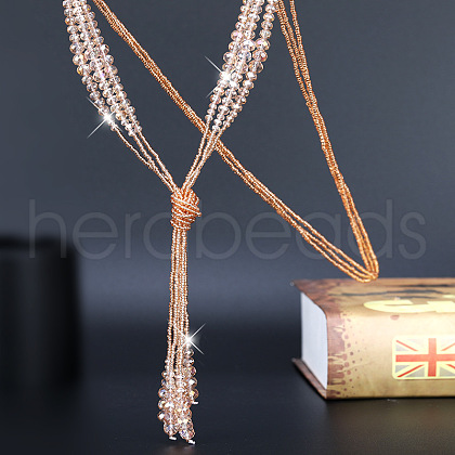 Simple Style Faceted Glass 3 Layer Lariat Necklaces FS-WG57B42-02-1