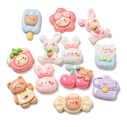 Opaque Resin Decoden Cabochons RESI-F052-B12-1