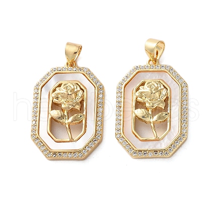 Brass Micro Pave Cubic Zirconia Pendants KK-U070-16G-1
