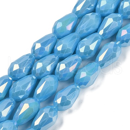 Opaque Solid Color Electroplate Glass Beads Strands EGLA-N013-P10mm-B10-1