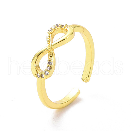Clear Cubic Zirconia Infinity Open Cuff Ring RJEW-H127-09G-1