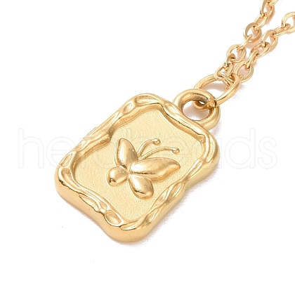 Ion Plating(IP) 304 Stainless Steel Rectangle with Butterfly Pendant Necklace NJEW-F294-04G-1