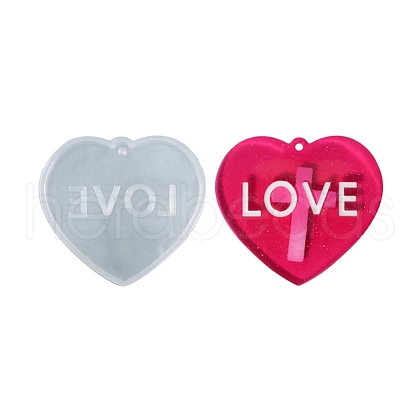 Silicone Heart with Hollow Word LOVE Pendant Molds DIY-C061-05A-1