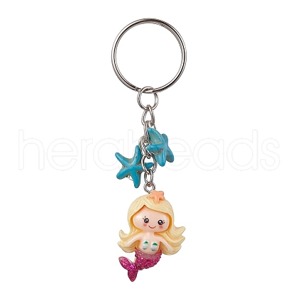 Mermaid Opaque Resin Pendant Keychain KEYC-JKC00624-02-1