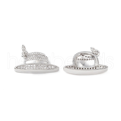 Brass Micro Pave Clear Cubic Zirconia Pendants KK-E068-VB267-1