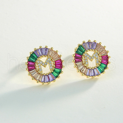 Brass Colorful Cubic Zirconia Stud Earrings WG39B88-13-1
