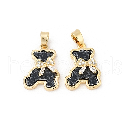 Brass Micro Pave Clear Cubic Zirconia Pendants KK-R213-04G-1
