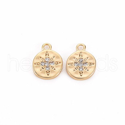 Brass Micro Pave Clear Cubic Zirconia Charms KK-S356-458-NF-1