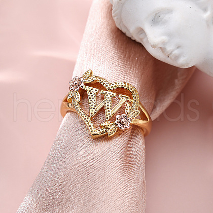 Heart with Flower Hollow Out Brass Finger Rings FS-WG99C3E-49-1