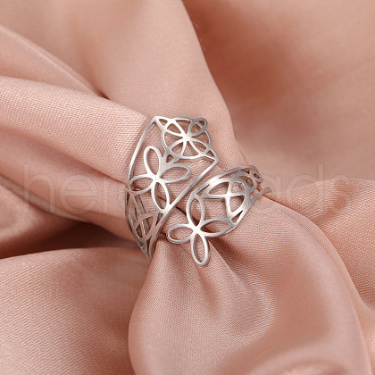 Viking Knot Hollow Out 304 Stainless Steel Adjustable Cuff Rings FS-WG1B4E7-01-1