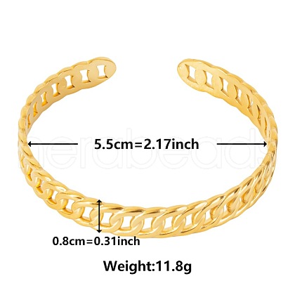 Elegant and Stylish Design Curb Chain Shape 304 Stainless Steel Cuff Bangles for Women YM3524-2-1