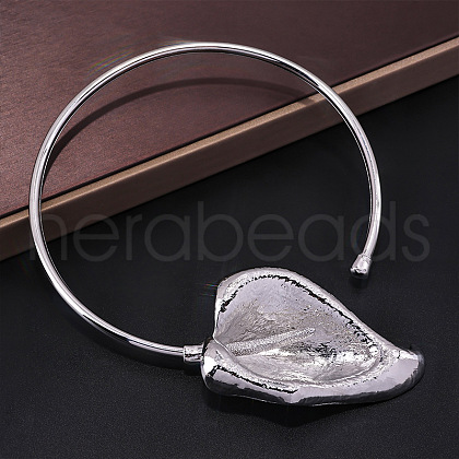 Brass Leaf Cuff Choker Necklaces for Women FS-WG47A02-02-1