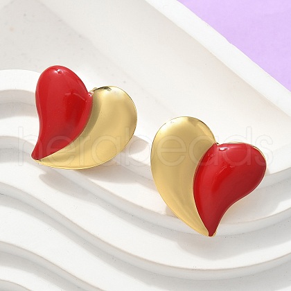Heart 304 Stainless Steel Stud Earrings EJEW-A130-01G-03-1