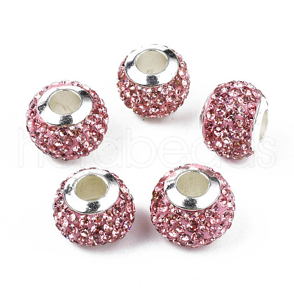 Handmade Polymer Clay Rhinestone European Beads RB-N053-001-01-1