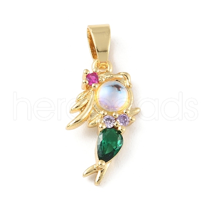 Brass Micro Pave Cubic Zirconia Pendants KK-P233-02G-1