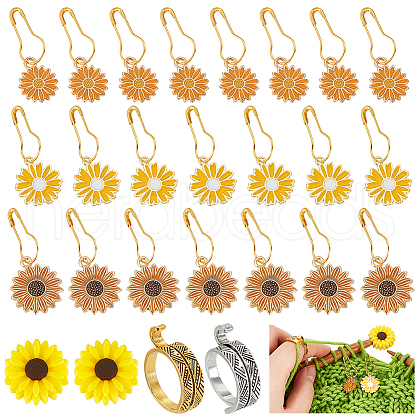 34Pcs Sunflower DIY Knitting Tool Sets HJEW-AB00701-1