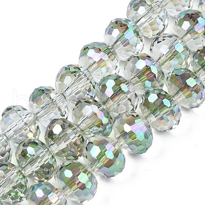 Electroplate Transparent Glass Beads Strands EGLA-N002-16-B02-1