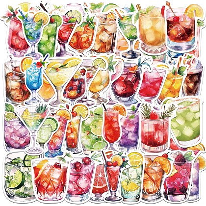 50Pcs PVC Waterproof Drinks Stickers PW-WGCBF69-01-1