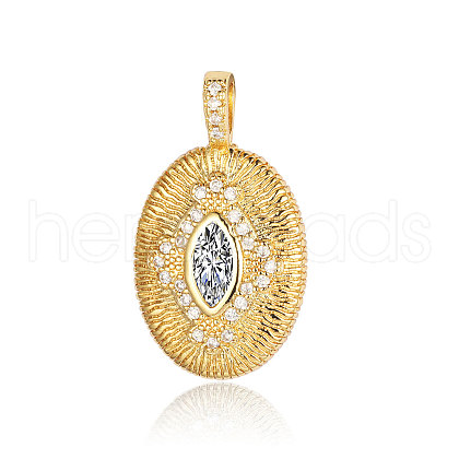 Brass Micro Pave Clear Cubic Zirconia Pendants ZIRC-OY001-05G-1