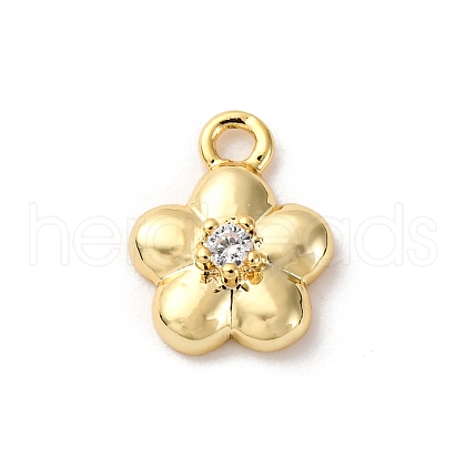 Brass Micro Pave Cubic Zirconia Charms KK-D371-04A-G-1