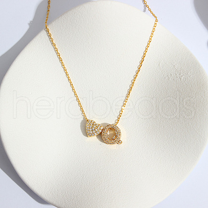 Heart Initial Brass Micro Pave Clear Cubic Zirconia Pendant Necklaces FS-WG89C2E-17-1