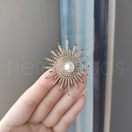 Sunflower Alloy Rhinestone Brooches for Backpack Clothes PW-WGE9B1D-02-1