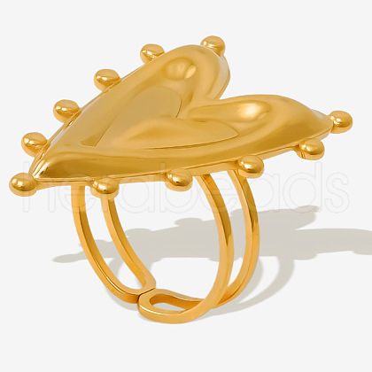 304 Stainless Steel Heart Cuff Ring DX8614-2-1