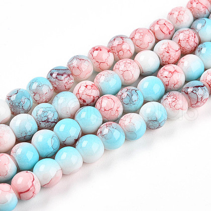 Baking Painted Glass Beads Strands DGLA-N003-6mm-C03-1