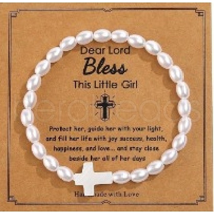 Plastic Imitation Pearl Beads Stretch Bracelets FS-WG9F44C-04-1