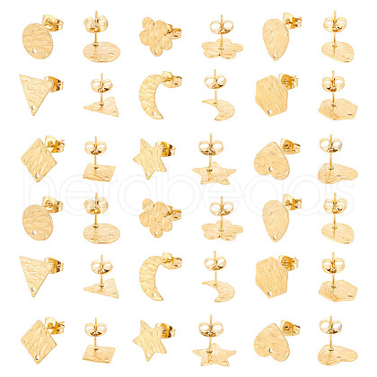 DICOSMETIC 18Pcs 9 Style 304 Stainless Steel Stud Earring Findings STAS-DC0012-81-1