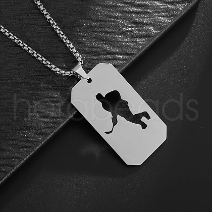 304 Stainless Steel Hollow Cut Hockey Player Pendant Necklaces FS-WGFDD7E-01-1