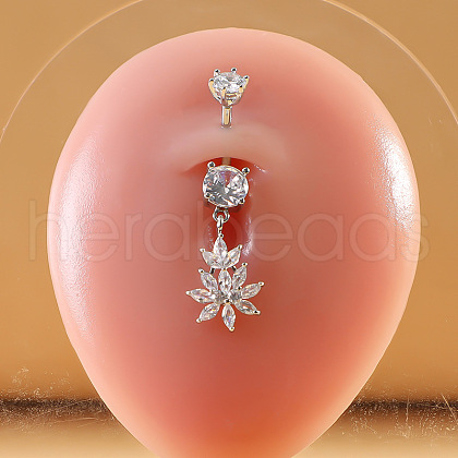316L Surgical Stainless Steel Micro Pave Clear Cubic Zirconia Belly Rings FS-WG9E32A-02-1