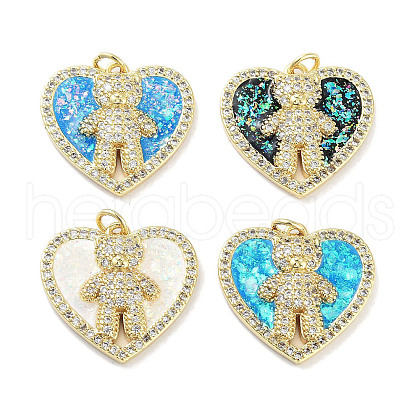Brass Micro Pave Clear Cubic Zirconia Pendants KK-L213-005G-1