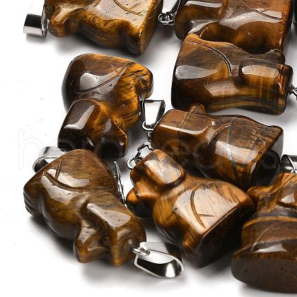 Natural Tiger Eye Pendants G-B127-07P-03-1