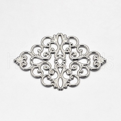 Brass Rhombus Filigree Findings KK-L056-02P-1