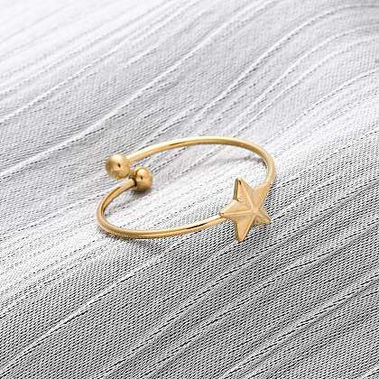 304 Stainless Steel Open Cuff Ring for Women RJEW-A071-01C-G-1