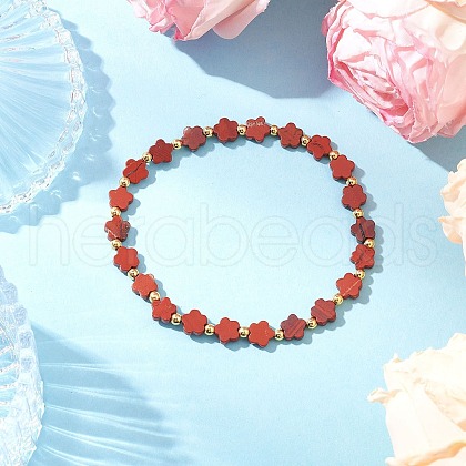 Natural Red Jasper Beads Stretch Bracelets for Women BJEW-JB11768-02-1