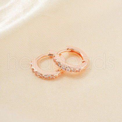 Elegant Brass Clear Cubic Zirconia Hoop Earrings GX1044-2-1