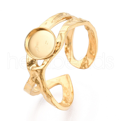 304 Stainless Steel Cuff Ring Components STAS-T066-09G-1